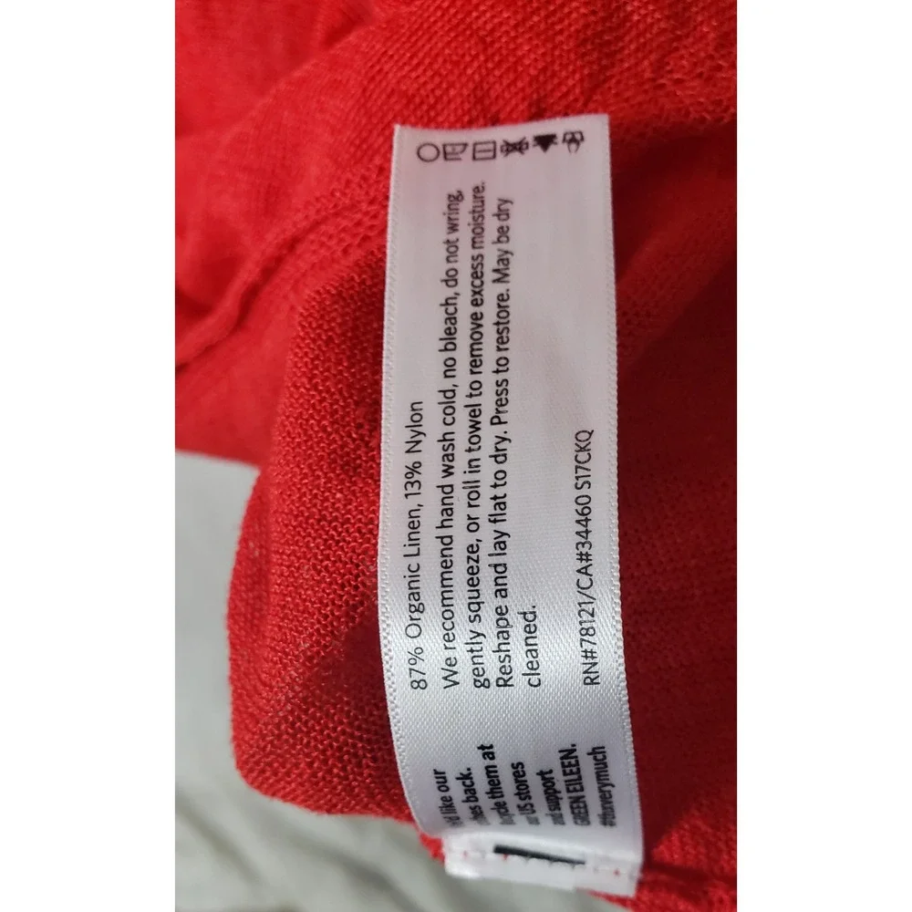 Eileen Fisher Red Organic Linen Blend Sheer Knit M Tunic Top Valentine's Day - Picture 5 of 8